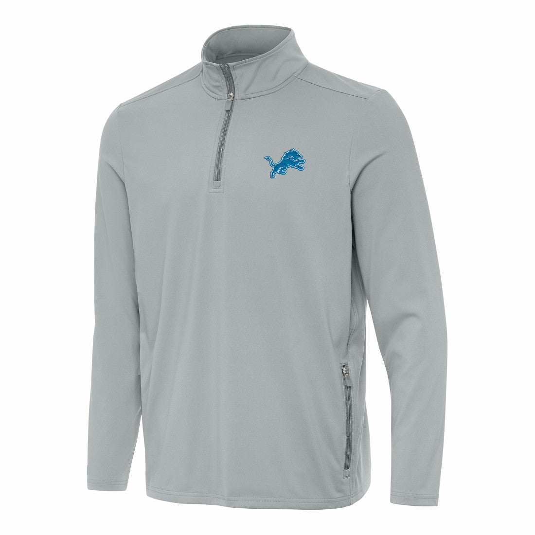 Detroit Lions Antigua Perilous Quarter-Zip Pullover Top Gray