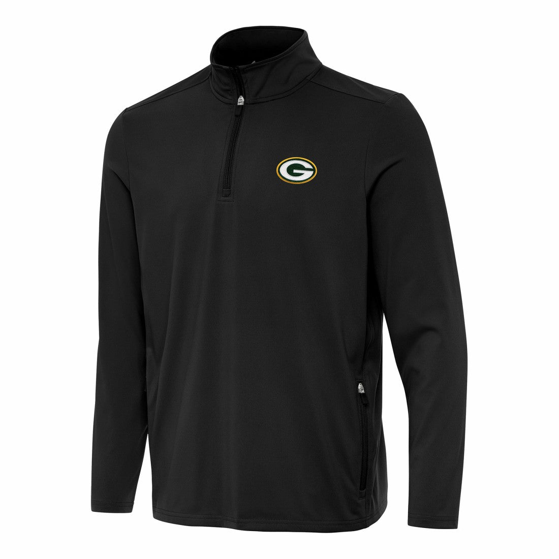Green Bay Packers Antigua Perilous Quarter-Zip Pullover Top Black