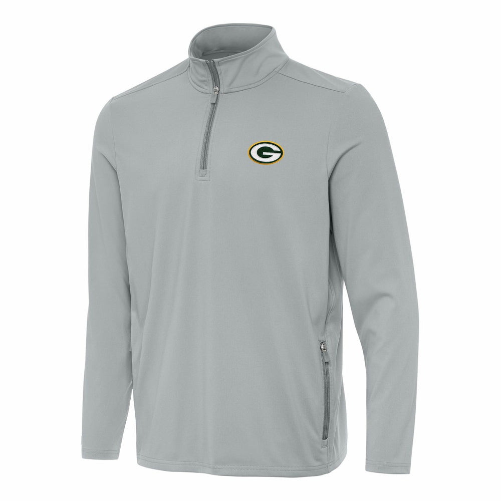 Green Bay Packers Antigua Perilous Quarter-Zip Pullover Top Gray