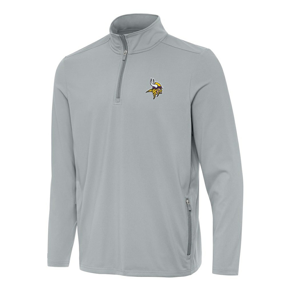 Minnesota Vikings Antigua Perilous Quarter-Zip Pullover Top Gray