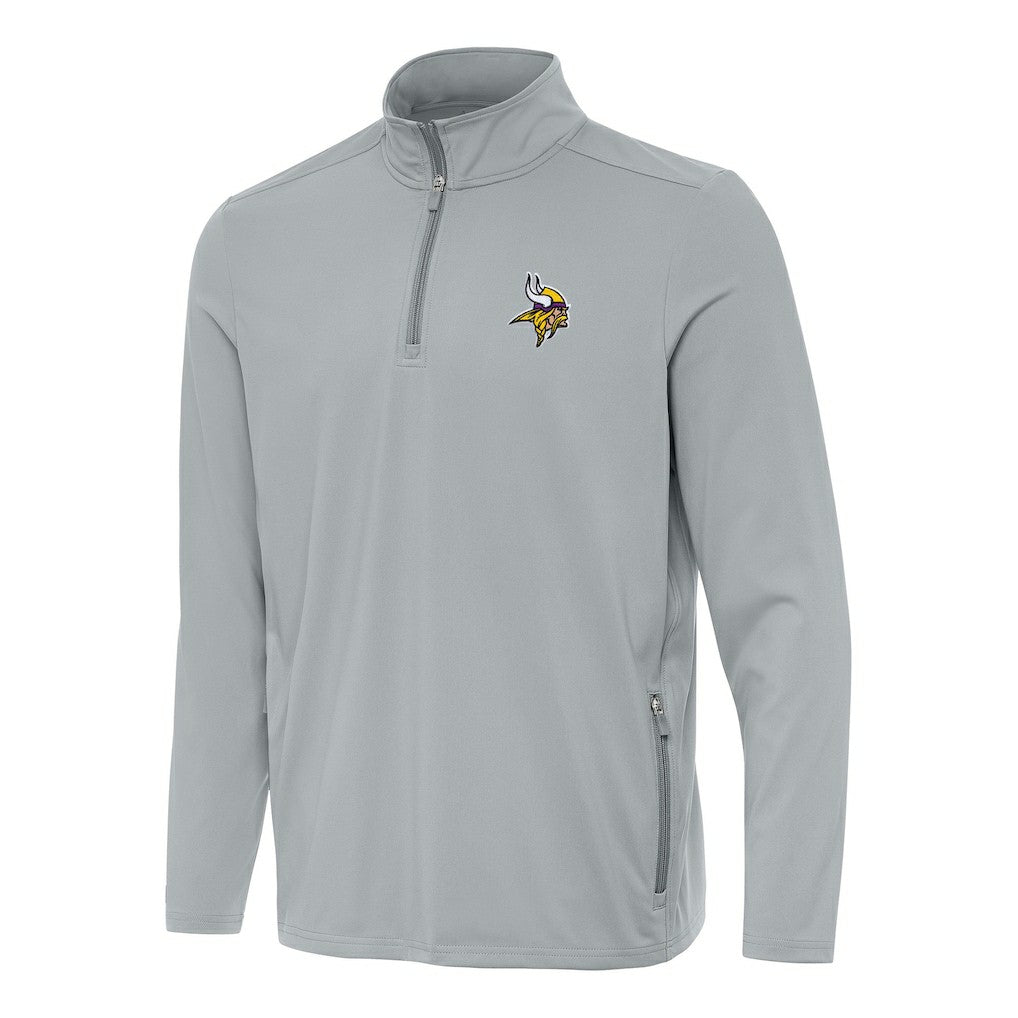 Minnesota Vikings Antigua Perilous Quarter-Zip Pullover Top Gray