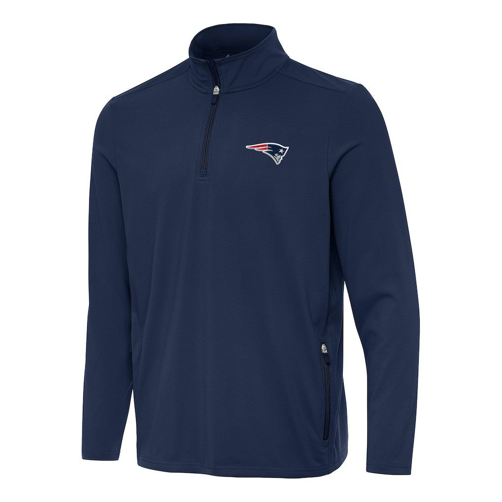 New England Patriots Antigua Perilous Quarter-Zip Pullover Top Navy