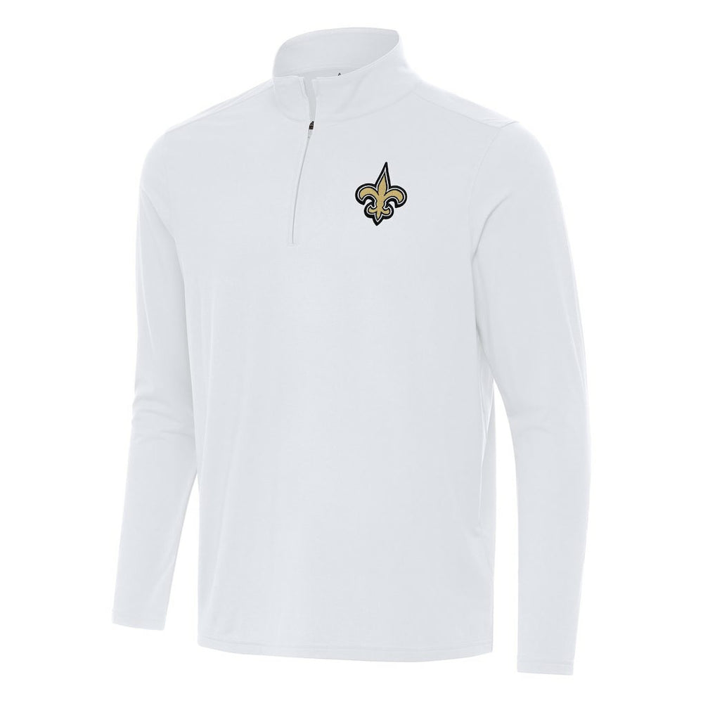 New Orleans Saints Antigua Intent Quarter-Zip Pullover Top White