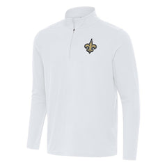 New Orleans Saints Antigua Intent Quarter-Zip Pullover Top White