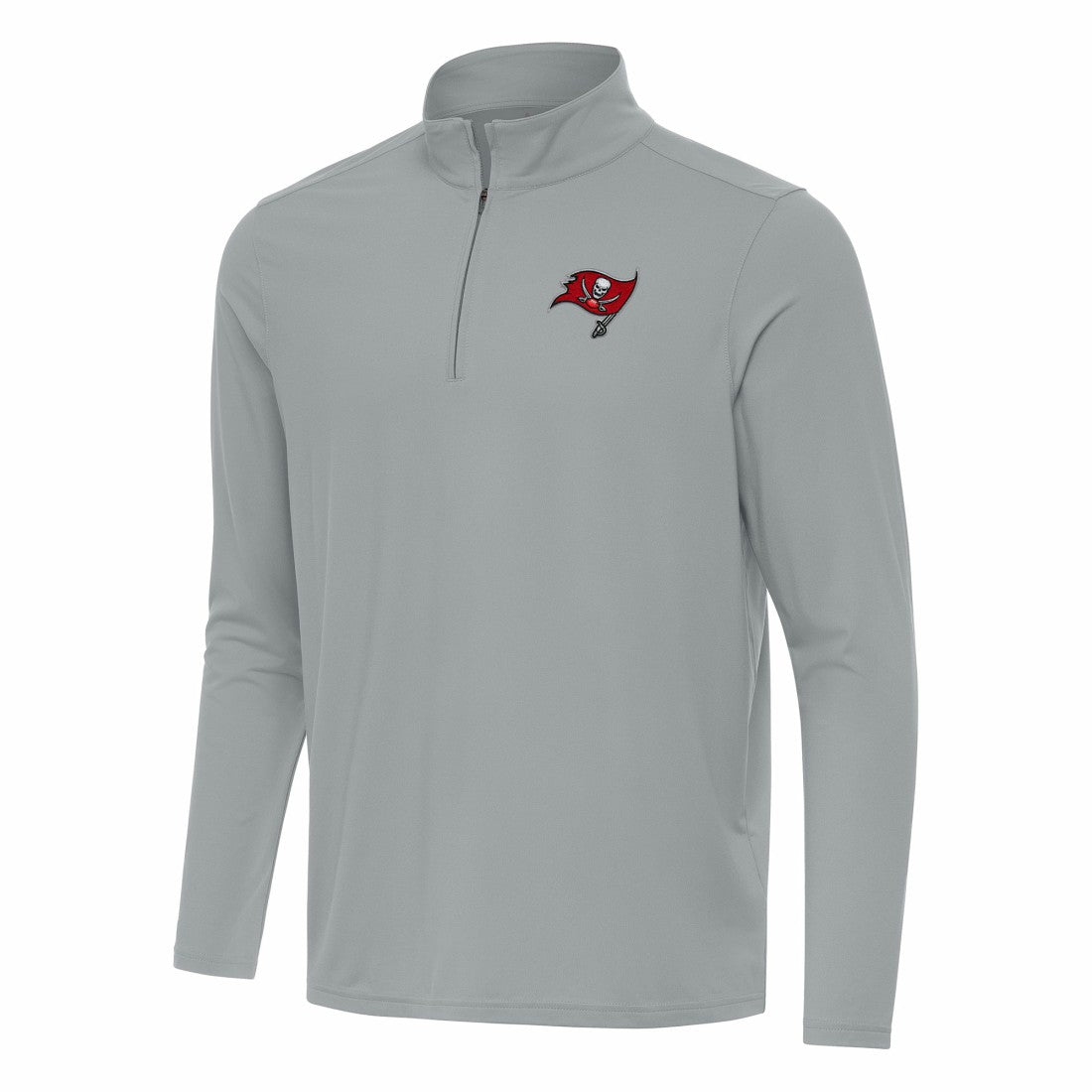 Tampa Bay Buccaneers Antigua Intent Quarter-Zip Pullover Top Gray