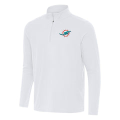 Miami Dolphins Antigua Intent Quarter-Zip Pullover Top White