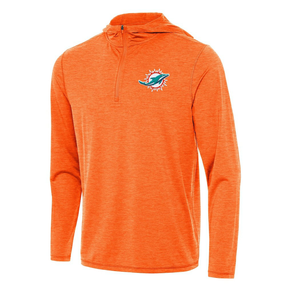 Miami Dolphins Antigua Tidy Quarter-Zip Pullover Hoodie Heather Orange