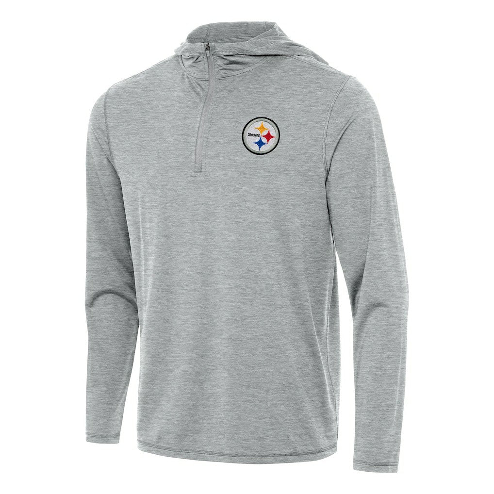 Pittsburgh Steelers Antigua Tidy Quarter-Zip Pullover Hoodie Heather Gray