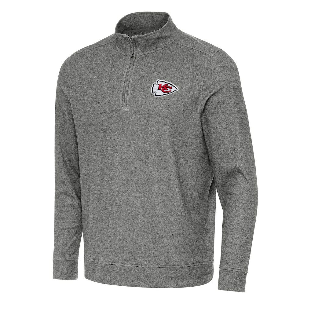 Kansas City Chiefs Antigua Subtle Quarter-Zip Top Heather Black
