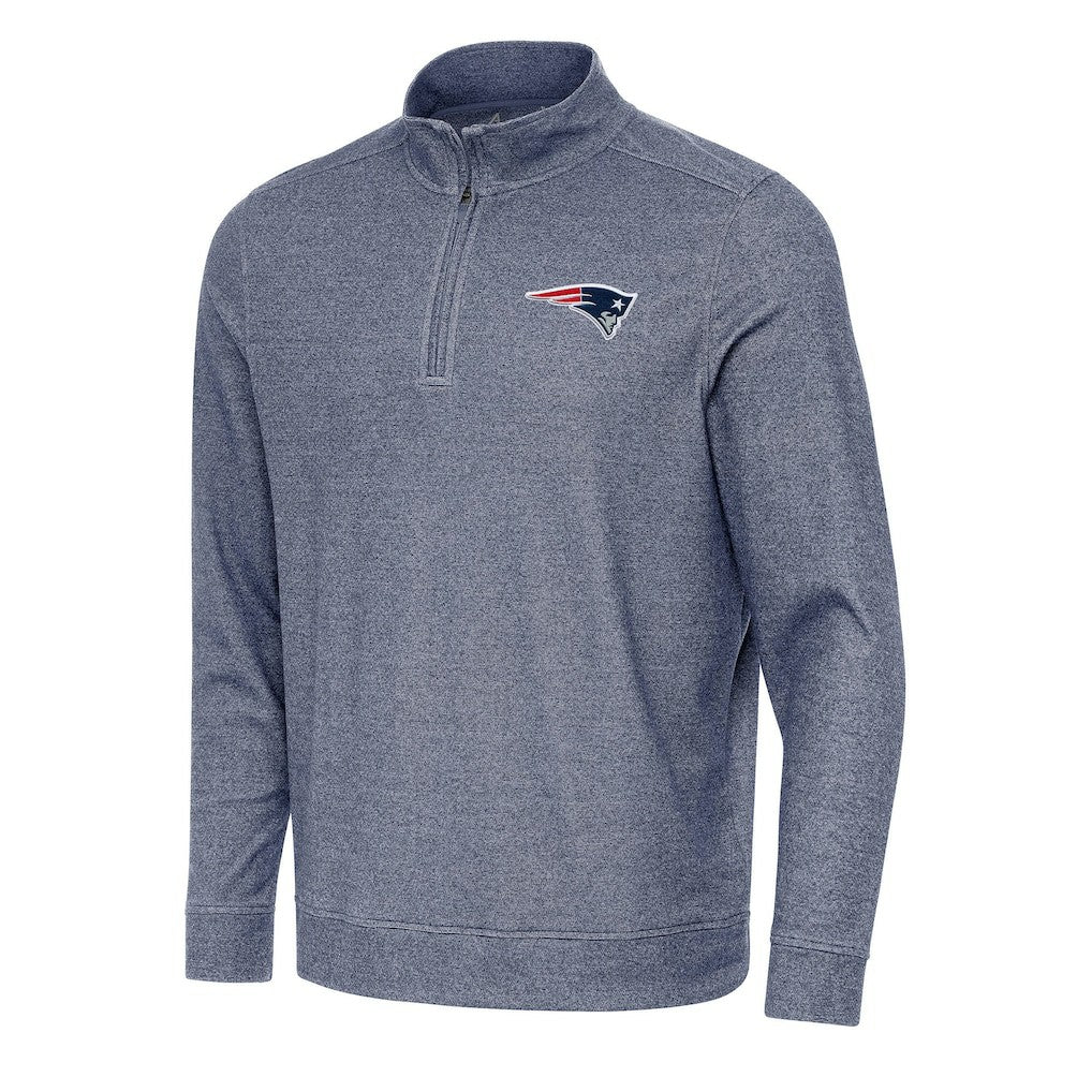 New England Patriots Antigua Subtle Quarter-Zip Top Heather Navy
