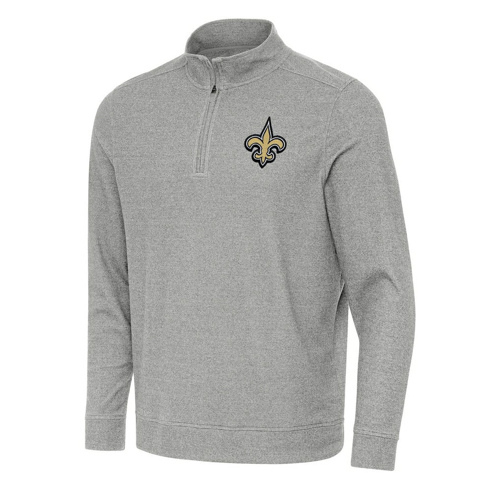 New Orleans Saints Antigua Subtle Quarter-Zip Top Heather Gray