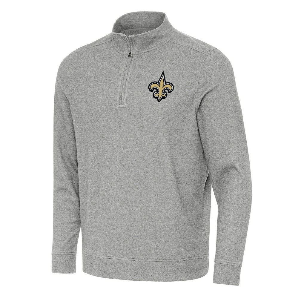 New Orleans Saints Antigua Subtle Quarter-Zip Top Heather Gray