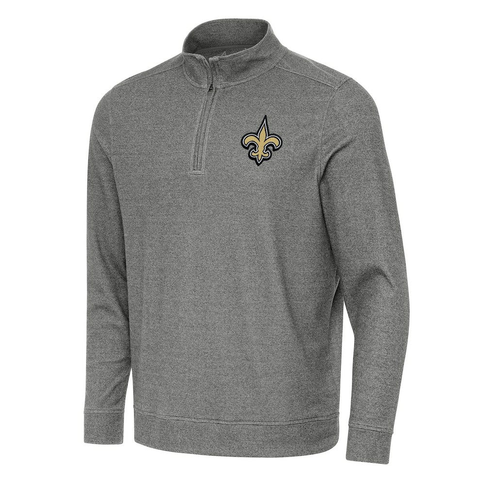 New Orleans Saints Antigua Subtle Quarter-Zip Top Heather Black