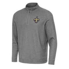 New Orleans Saints Antigua Subtle Quarter-Zip Top Heather Black