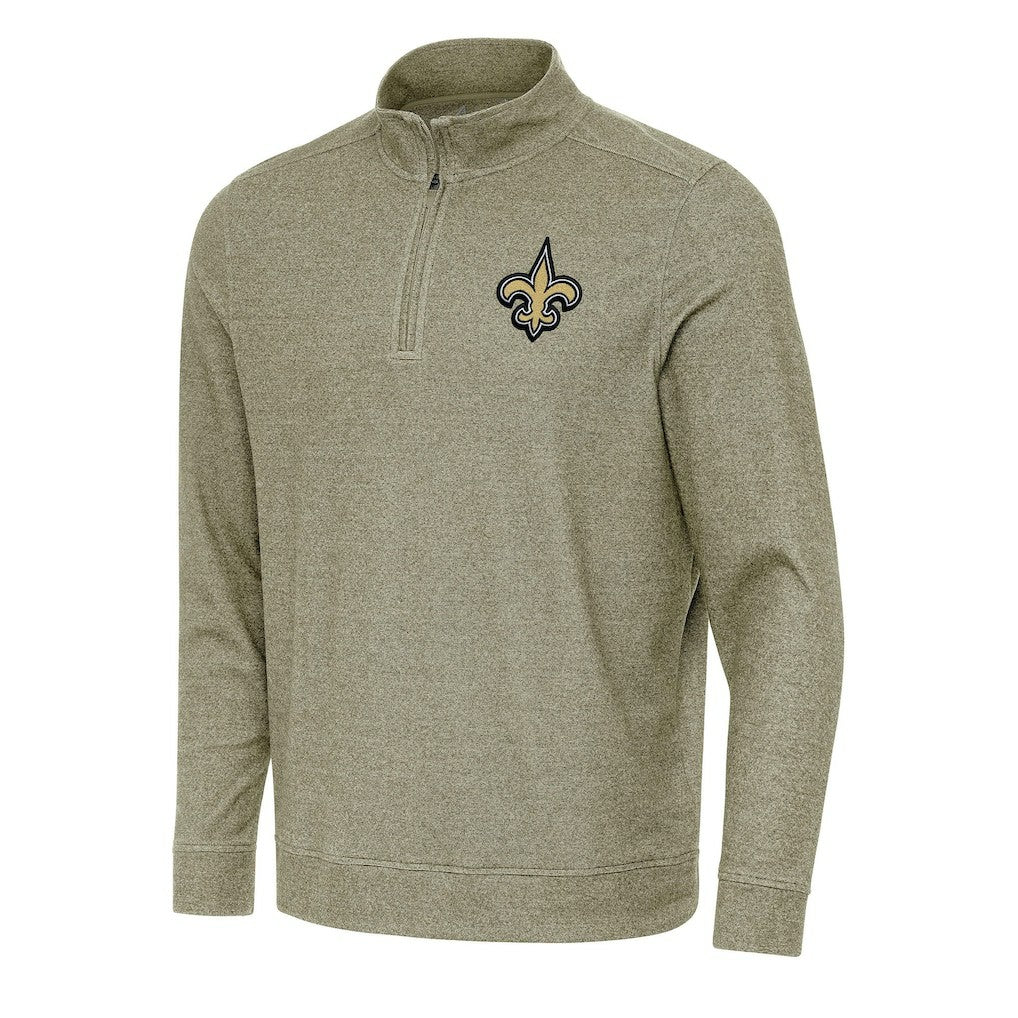 New Orleans Saints Antigua Subtle Quarter-Zip Top Olive