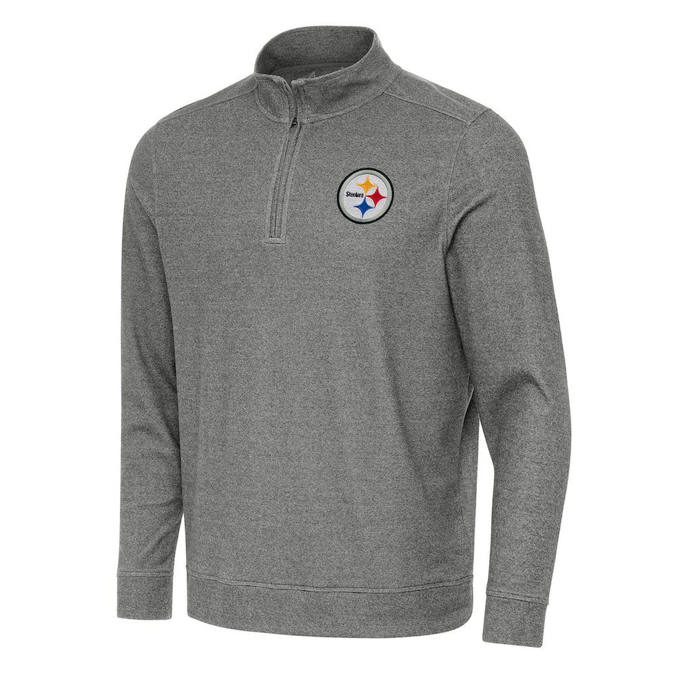 Pittsburgh Steelers Antigua Subtle Quarter-Zip Top Heather Black
