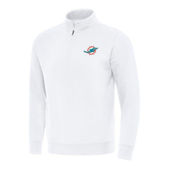 Miami Dolphins Antigua Victory Quarter-Zip Pullover Top White