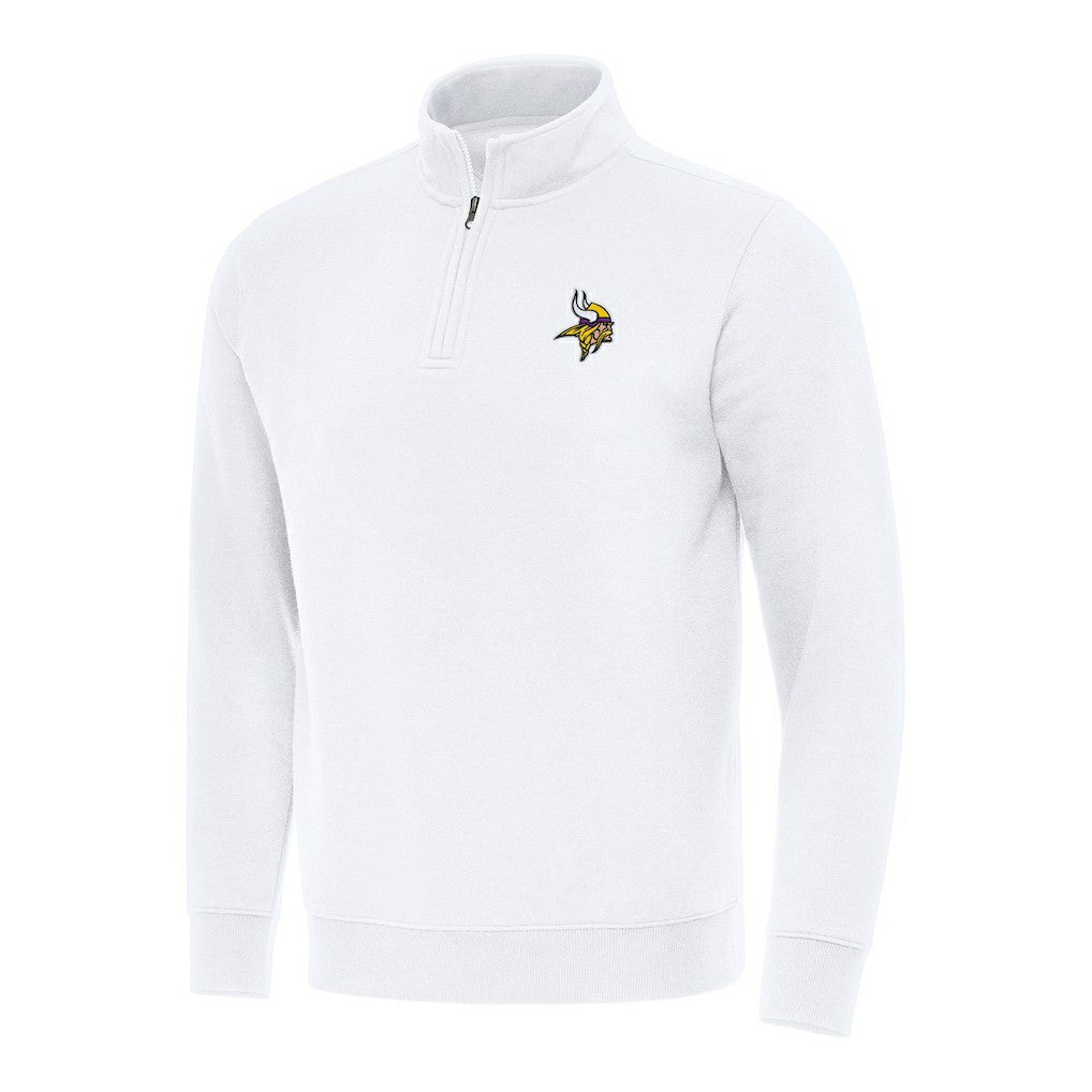 Minnesota Vikings Antigua Victory Quarter-Zip Pullover Top White