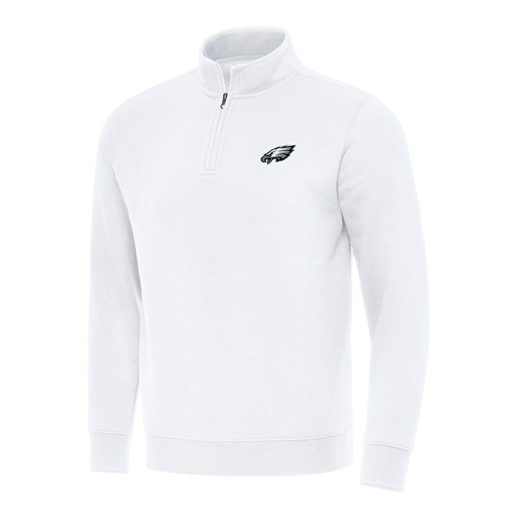 Philadelphia Eagles Antigua Victory Quarter-Zip Pullover Top White