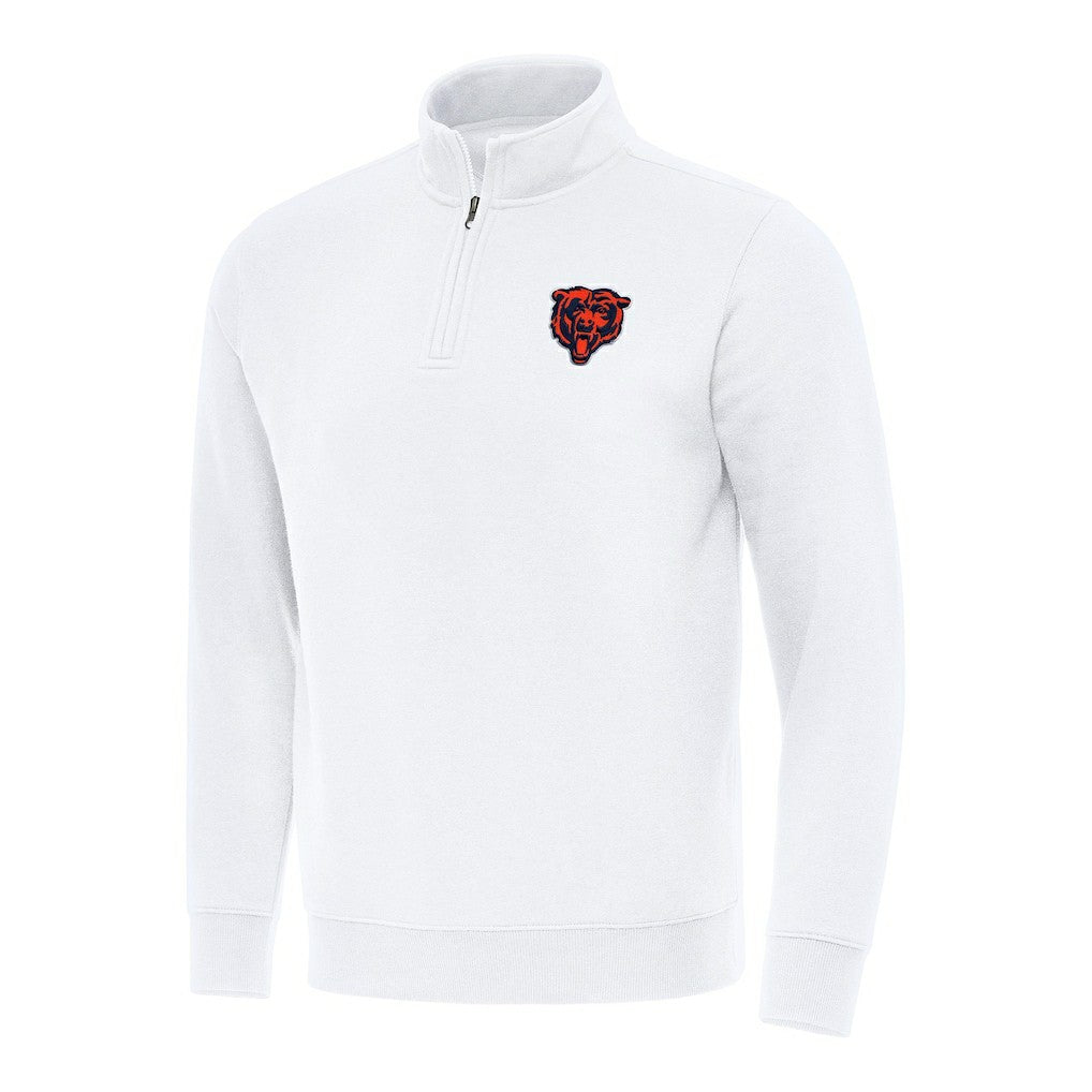 Chicago Bears Antigua Victory Quarter-Zip Pullover Top White