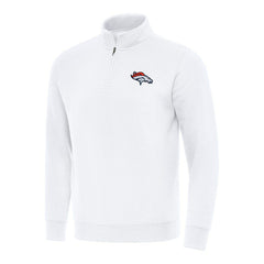 Denver Broncos Antigua Victory Quarter-Zip Pullover Top White