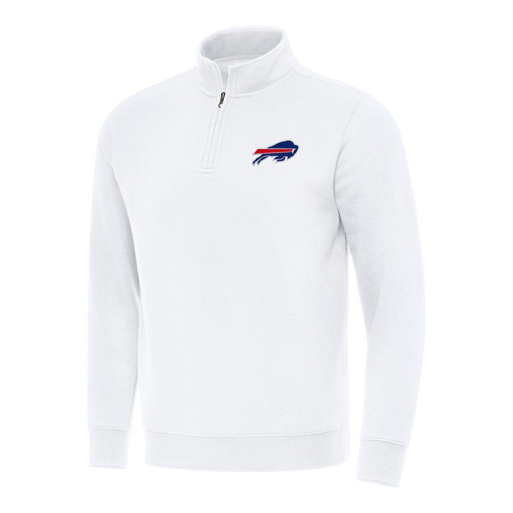 Buffalo Bills Antigua Victory Quarter-Zip Pullover Top White