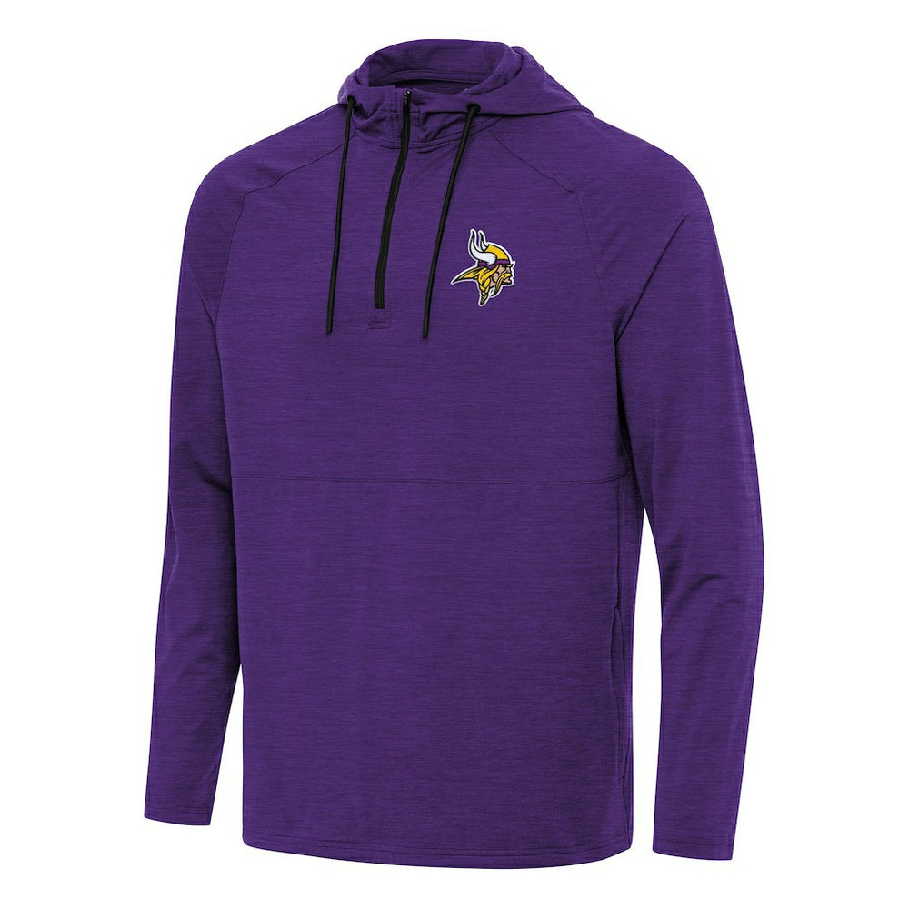 Minnesota Vikings Antigua Spikes Quarter-Zip Pullover Hoodie Heather Purple