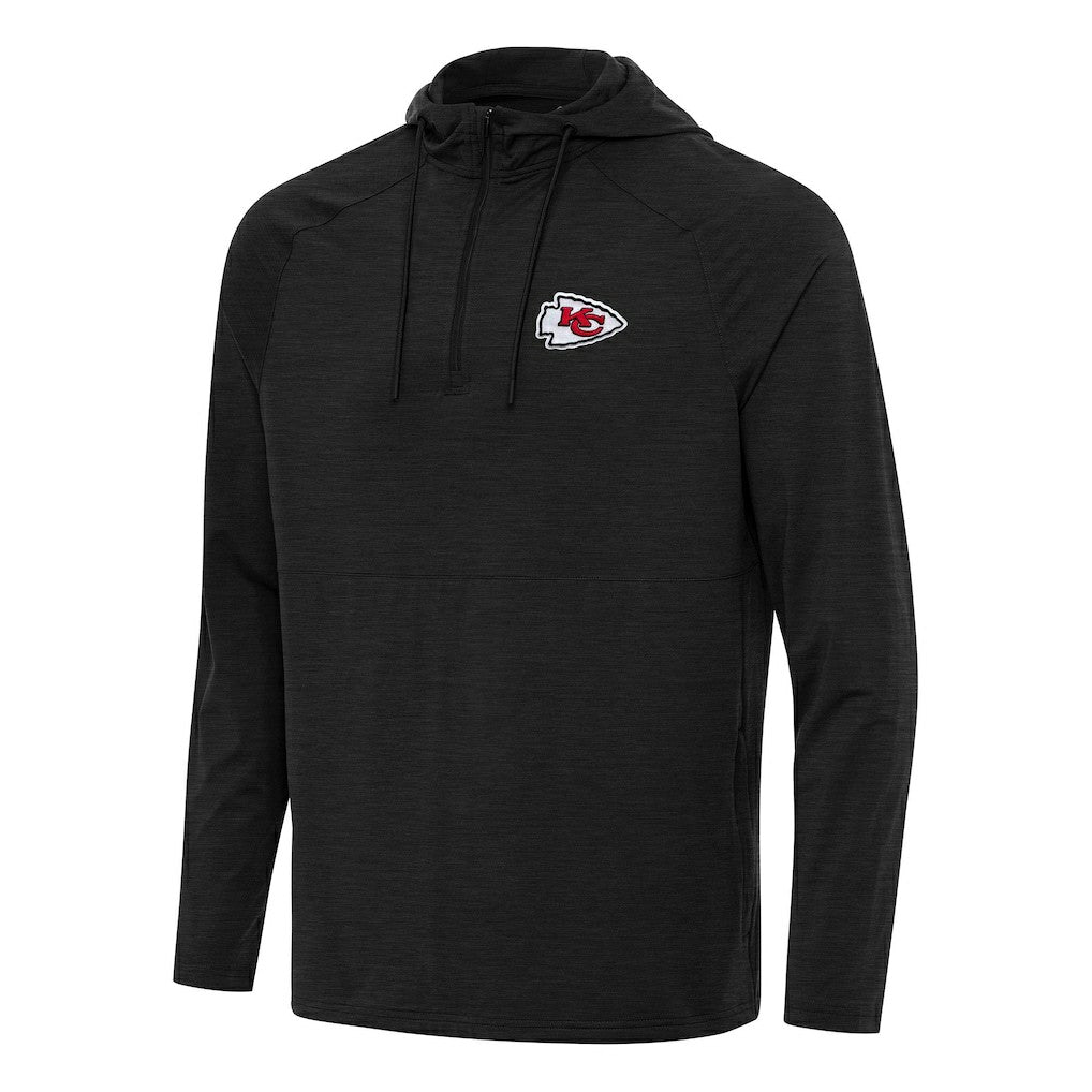 Kansas City Chiefs Antigua Spikes Quarter-Zip Pullover Hoodie Heather Black