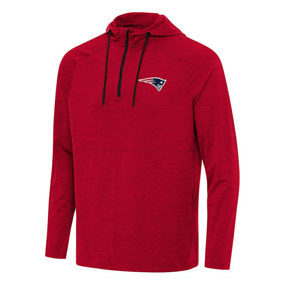 New England Patriots Antigua Spikes Quarter-Zip Pullover Hoodie Heather Red