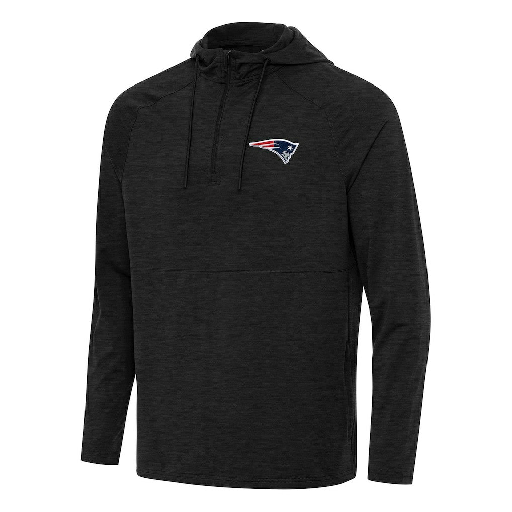 New England Patriots Antigua Spikes Quarter-Zip Pullover Hoodie Heather Black