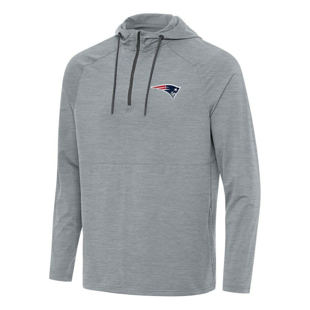 New England Patriots Antigua Spikes Quarter-Zip Pullover Hoodie Heather Gray