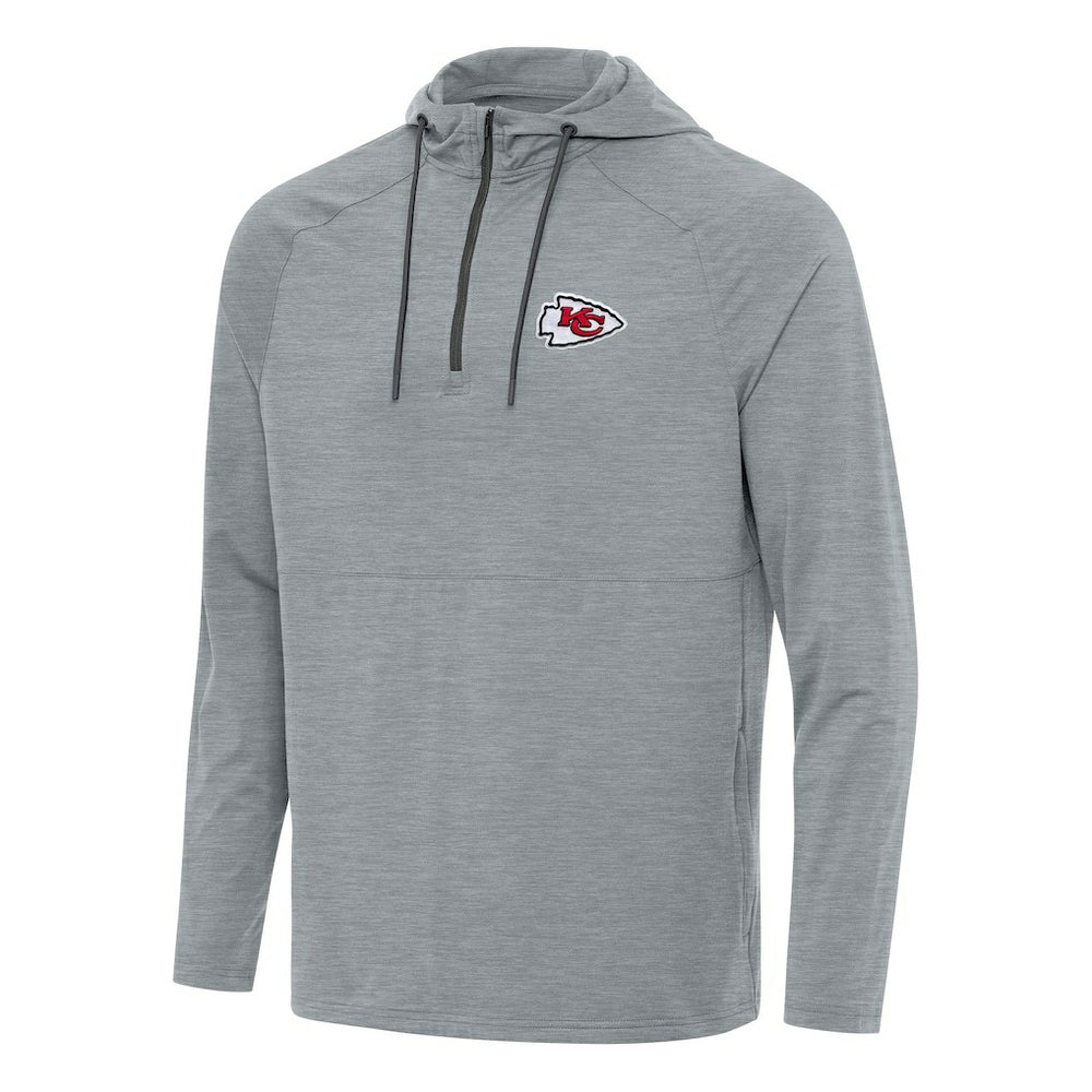 Kansas City Chiefs Antigua Spikes Quarter-Zip Pullover Hoodie Heather Gray