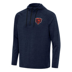 Chicago Bears Antigua Spikes Quarter-Zip Pullover Hoodie Heather Navy