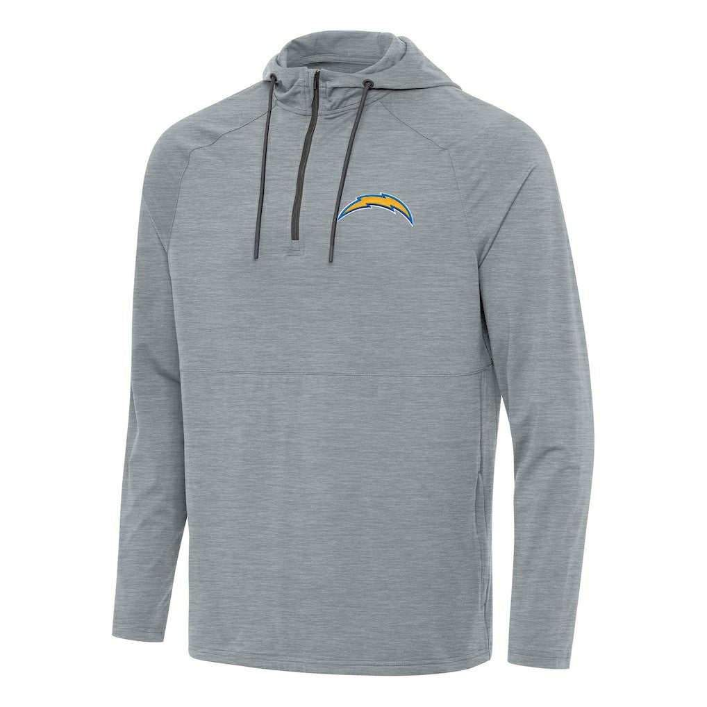 Los Angeles Chargers Antigua Spikes Quarter-Zip Pullover Hoodie Heather Gray