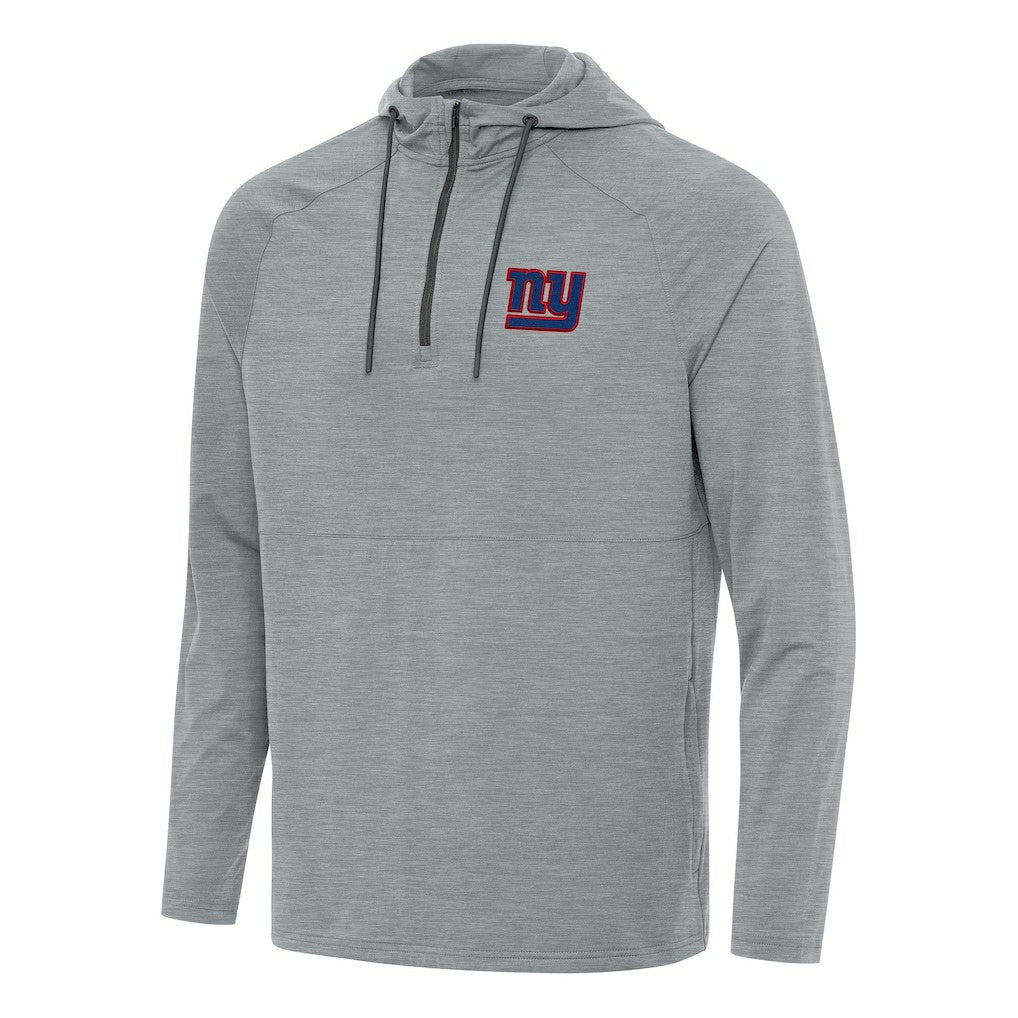 New York Giants Antigua Spikes Quarter-Zip Pullover Hoodie Heather Gray