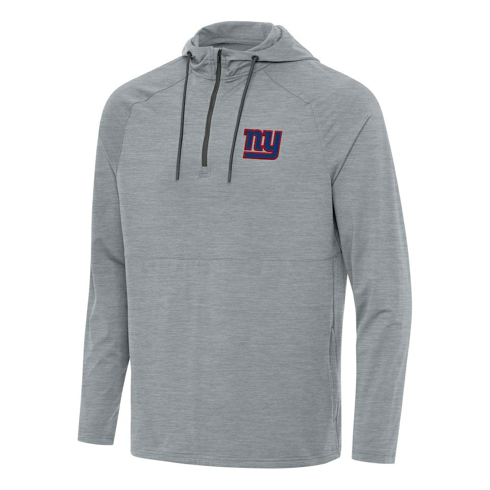 New York Giants Antigua Spikes Quarter-Zip Pullover Hoodie Heather Gray