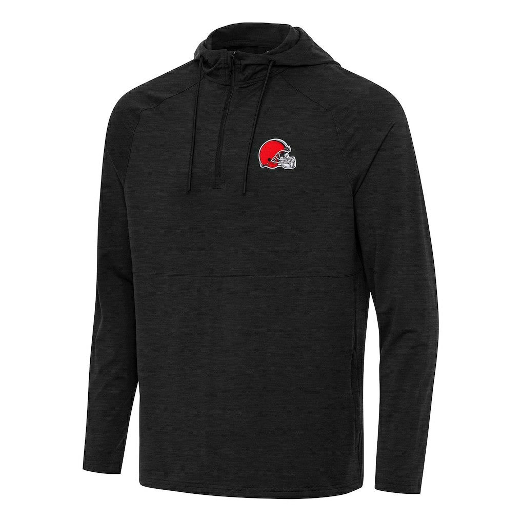 Cleveland Browns Antigua Spikes Quarter-Zip Pullover Hoodie Heather Black
