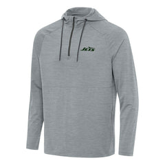 New York Jets Antigua Spikes Quarter-Zip Pullover Hoodie Heather Gray