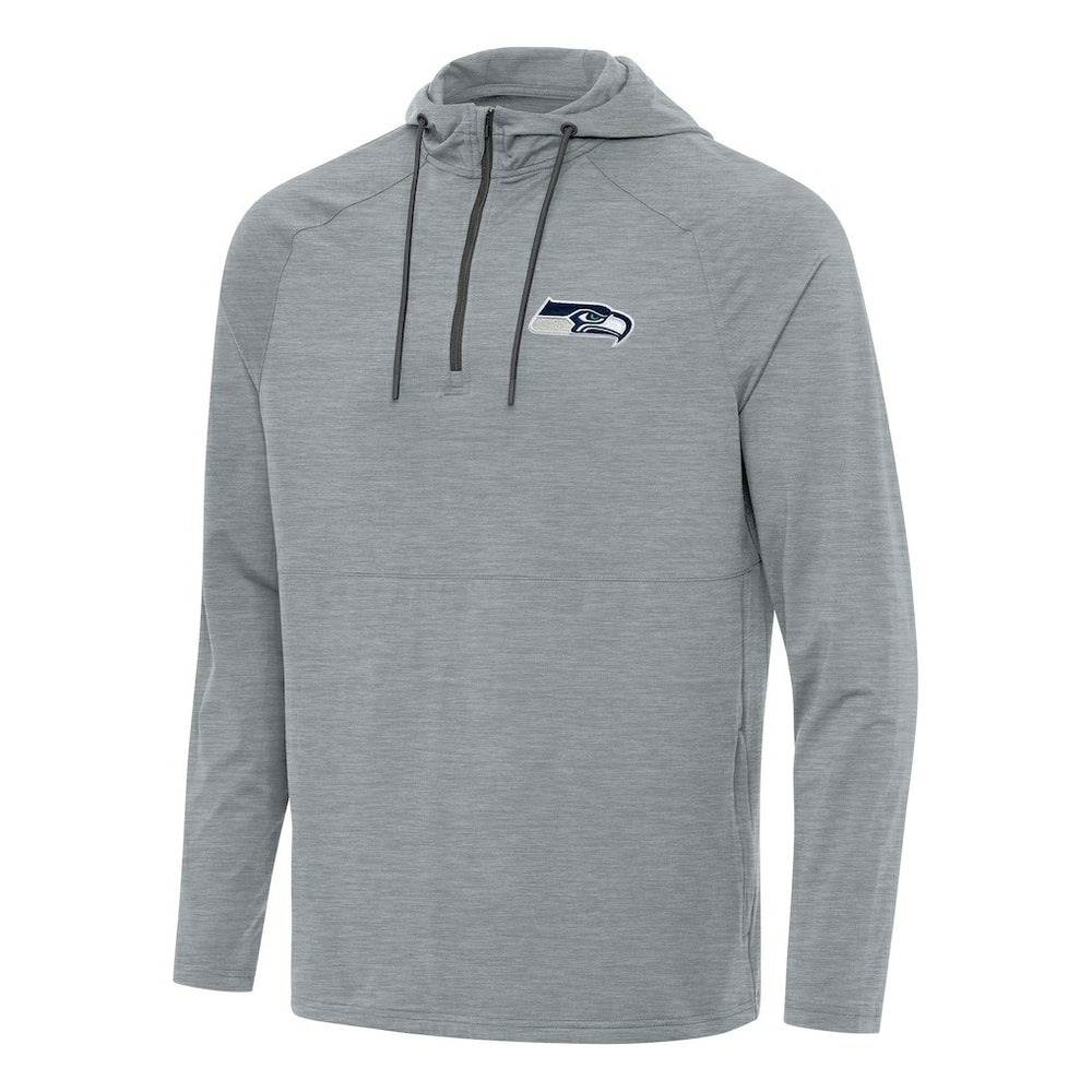 Seattle Seahawks Antigua Spikes Quarter-Zip Pullover Hoodie Heather Gray