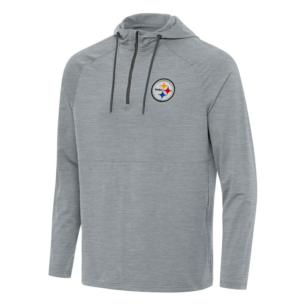 Pittsburgh Steelers Antigua Spikes Quarter-Zip Pullover Hoodie Heather Gray