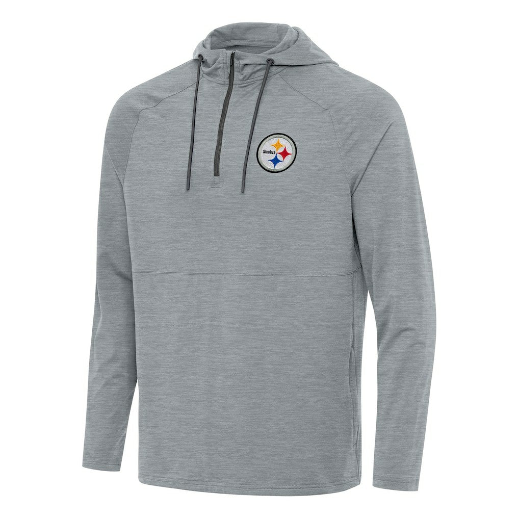 Pittsburgh Steelers Antigua Spikes Quarter-Zip Pullover Hoodie Heather Gray