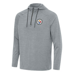 Pittsburgh Steelers Antigua Spikes Quarter-Zip Pullover Hoodie Heather Gray