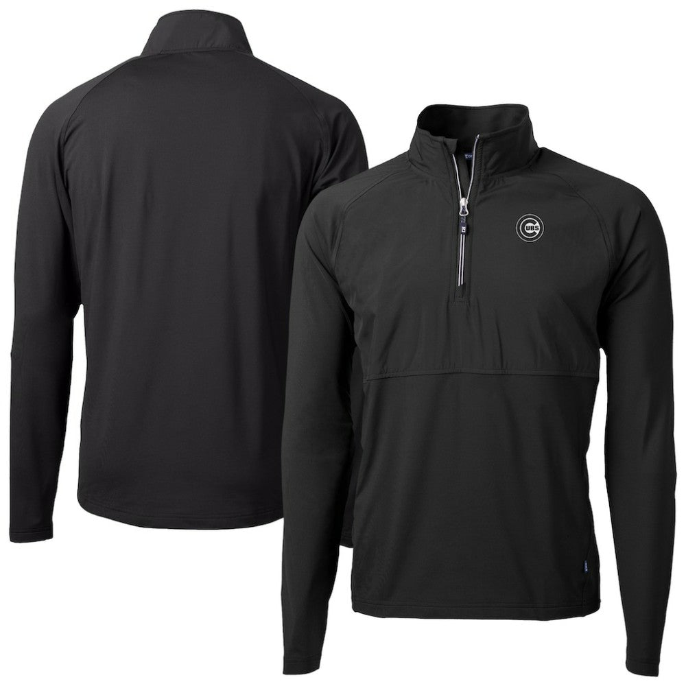 Chicago Cubs Cutter & Buck Adapt Eco Hybrid Raglan DryTec Quarter-Zip Jacket - Black - MLB on Sale