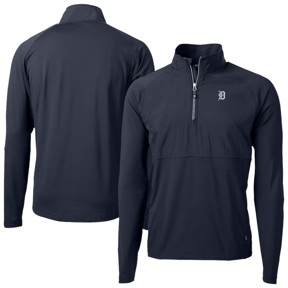 Detroit Tigers Cutter & Buck Adapt Eco Hybrid Raglan DryTec Quarter-Zip Jacket - Navy - MLB Discount