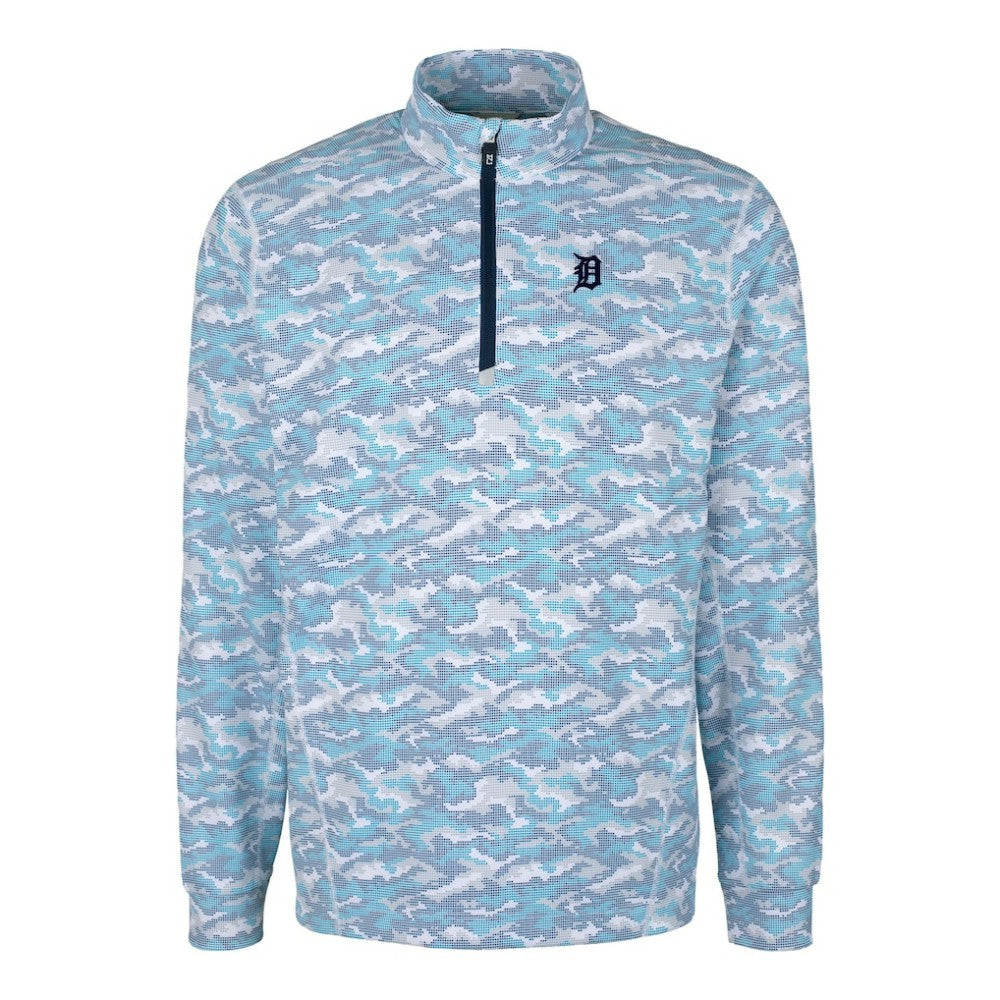 Detroit Tigers Cutter & Buck Traverse Eco Camo Tri-Blend DryTec Quarter-Zip Jacket - Light Blue - MLB Online