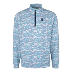 Detroit Tigers Cutter & Buck Traverse Eco Camo Tri-Blend DryTec Quarter-Zip Jacket - Light Blue - MLB Online