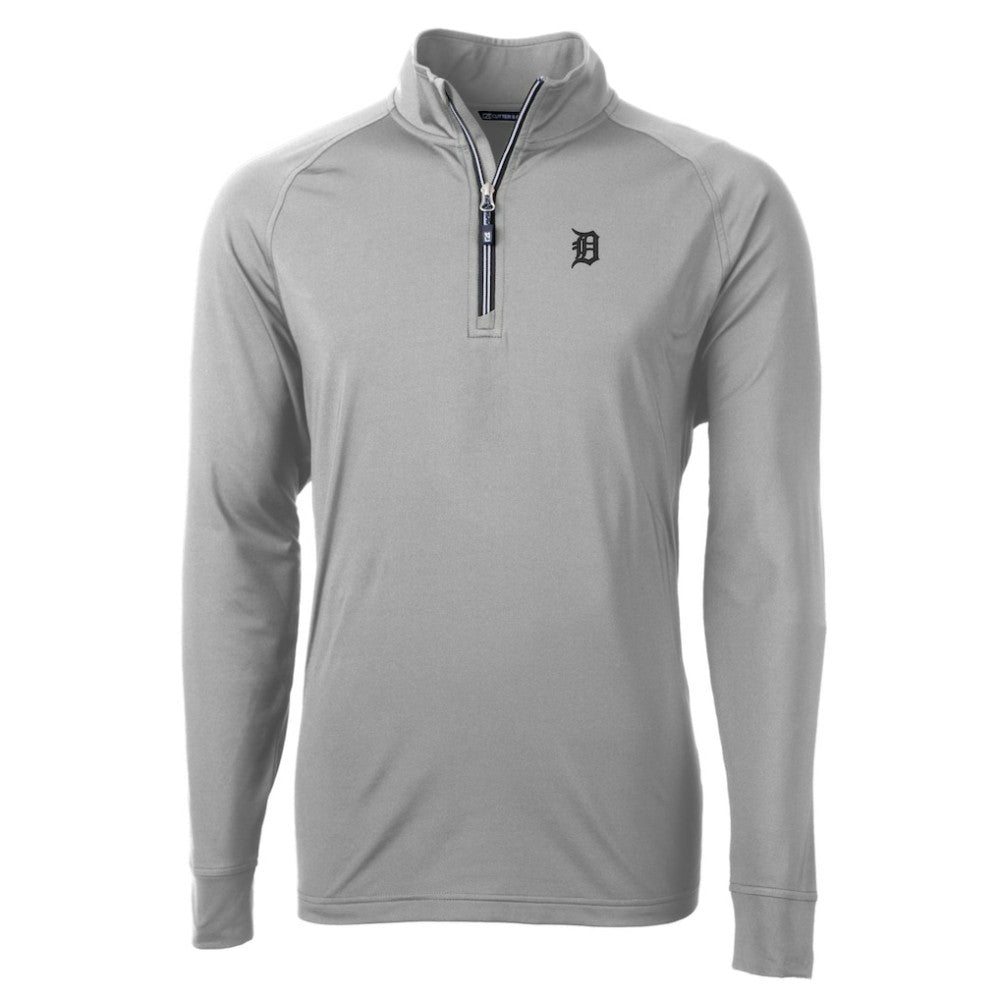 Detroit Tigers Cutter & Buck Adapt Eco Raglan Quarter-Zip Top - Gray - MLB on Sale