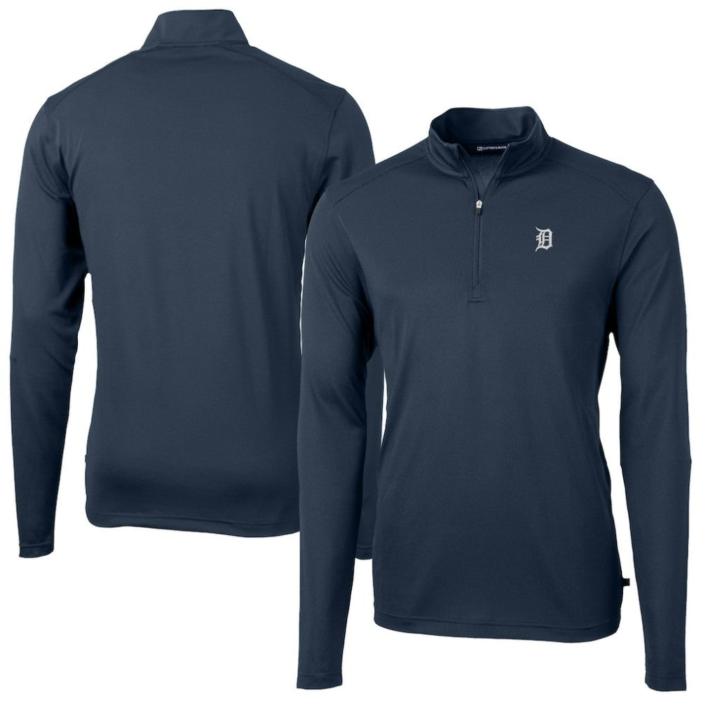 Detroit Tigers Cutter & Buck Virtue Eco Pique Quarter-Zip Jacket - Navy - MLB Lifestyle