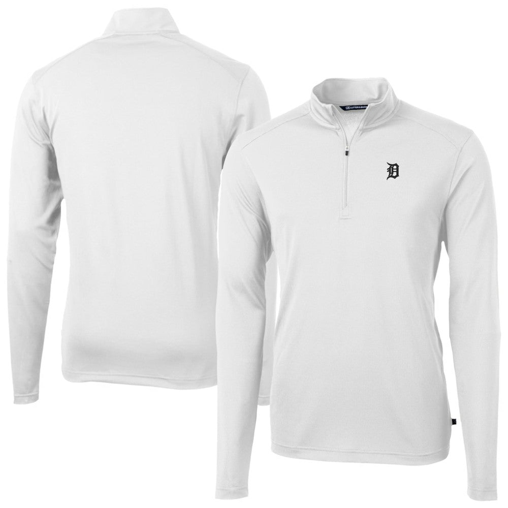 Detroit Tigers Cutter & Buck Virtue Eco Pique Quarter-Zip Jacket - White - MLB Discount