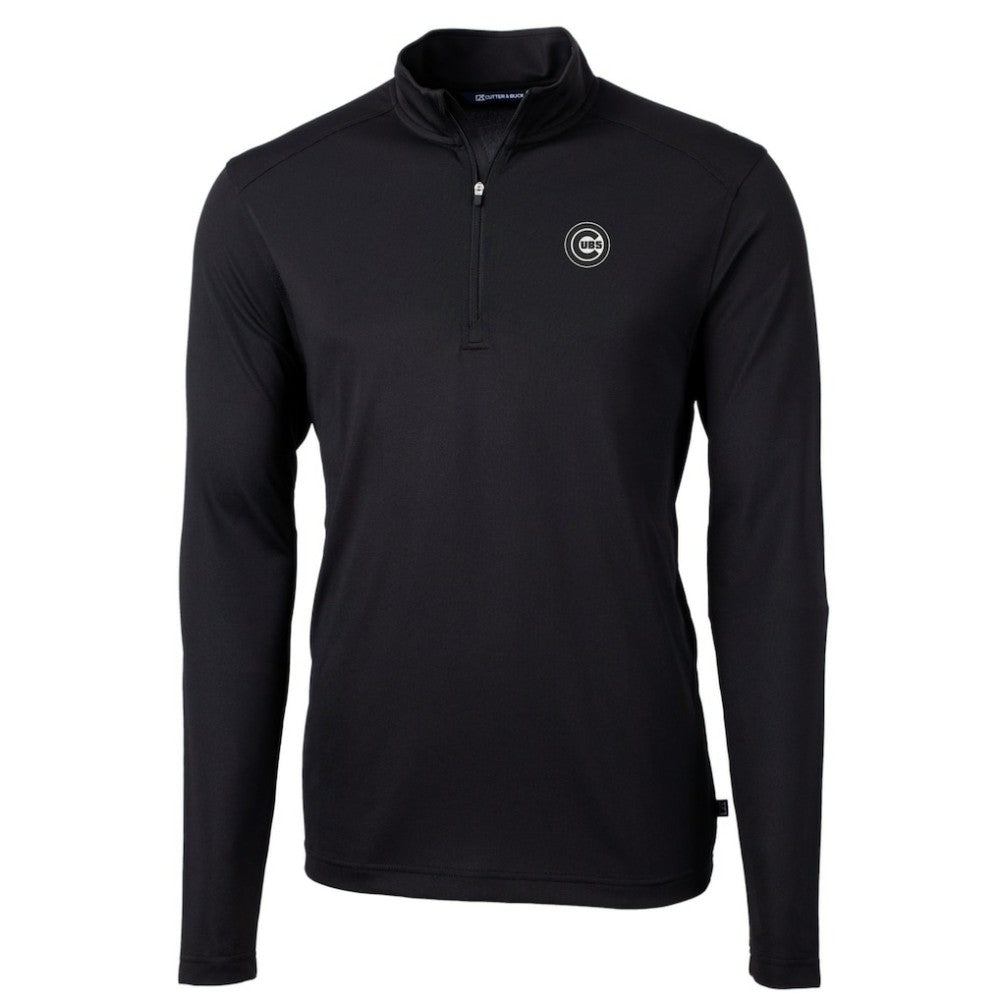 Chicago Cubs Cutter & Buck Virtue Eco Pique Quarter-Zip Jacket - Black - MLB on Sale